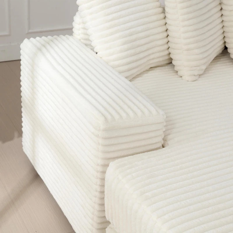 111 Corduroy L-Shaped Sectional Sofa with Left Chaise & 8 Pillows