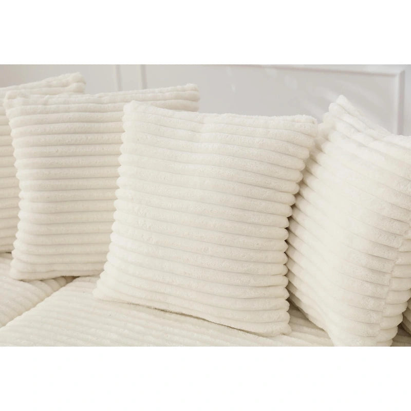 111 Corduroy L-Shaped Sectional Sofa with Left Chaise & 8 Pillows