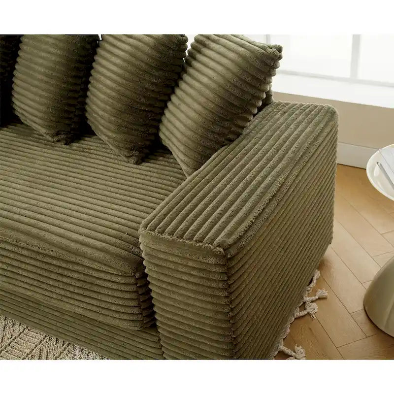 111 Corduroy L-Shaped Sectional Sofa with Left Chaise & 8 Pillows