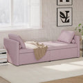 Pink Modern 81.5 Linen Upholstered Chaise Lounger Daybed with Pillows and 2 Drawers for Living Room