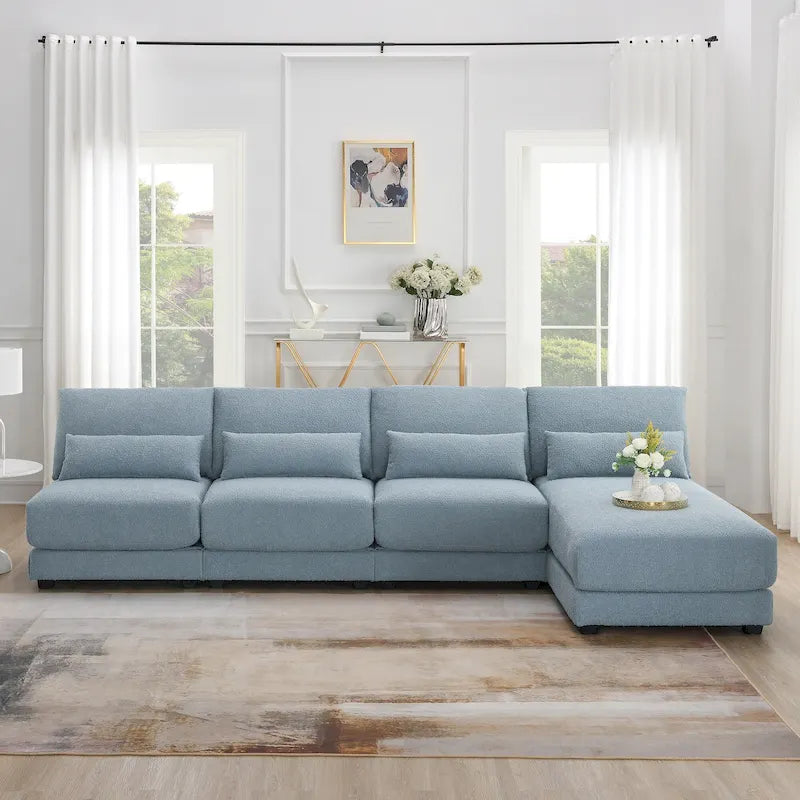 Blue 120 L-Shaped 4-Seat Sectional Sofa