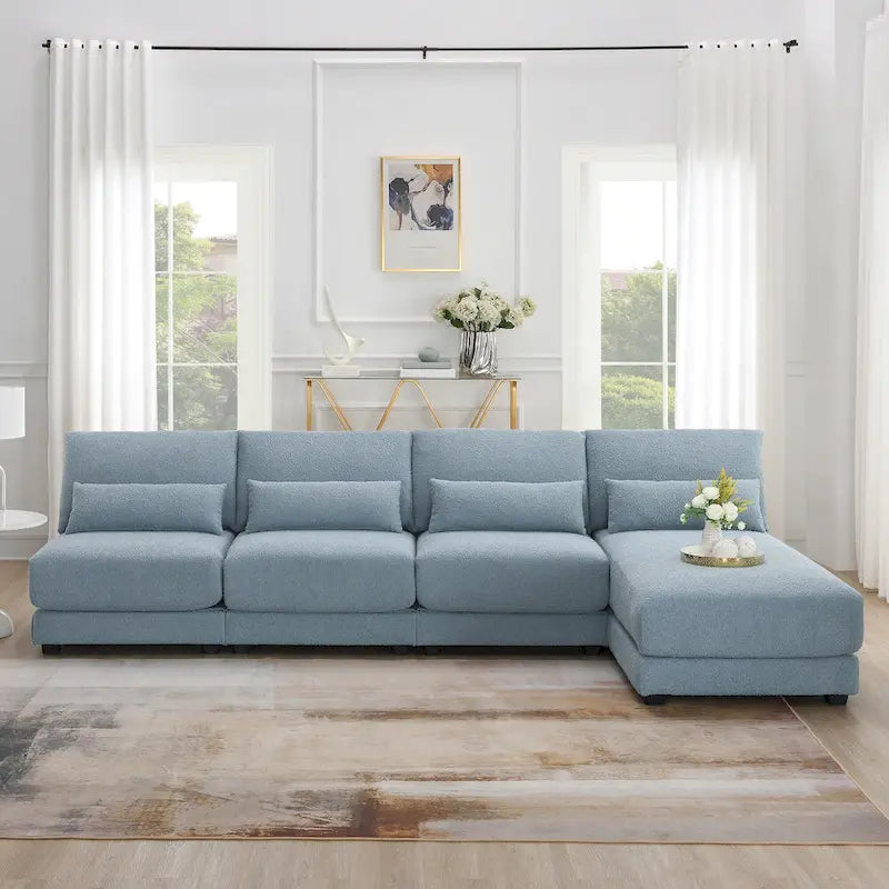 Blue 120 L-Shaped 4-Seat Sectional Sofa