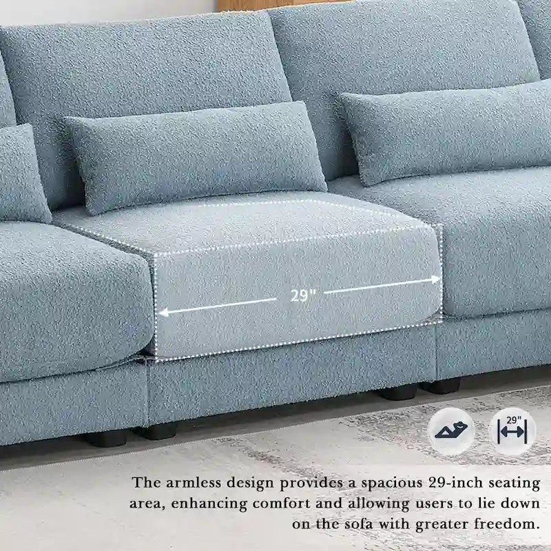 Blue 120 L-Shaped 4-Seat Sectional Sofa