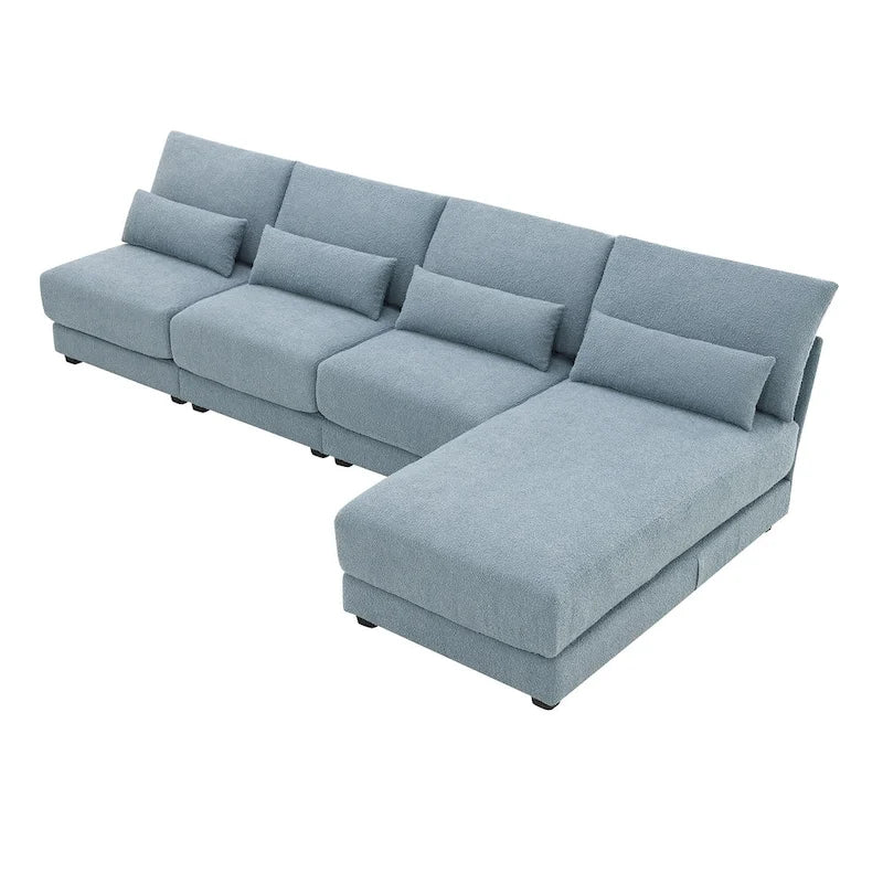 Blue 120 L-Shaped 4-Seat Sectional Sofa