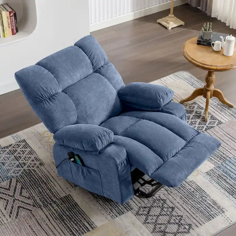 Blue Power Lift Recliner with Heat, Massage & USB Ports