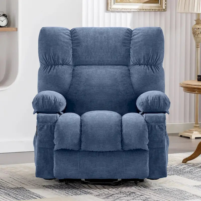 Blue Power Lift Recliner with Heat, Massage & USB Ports