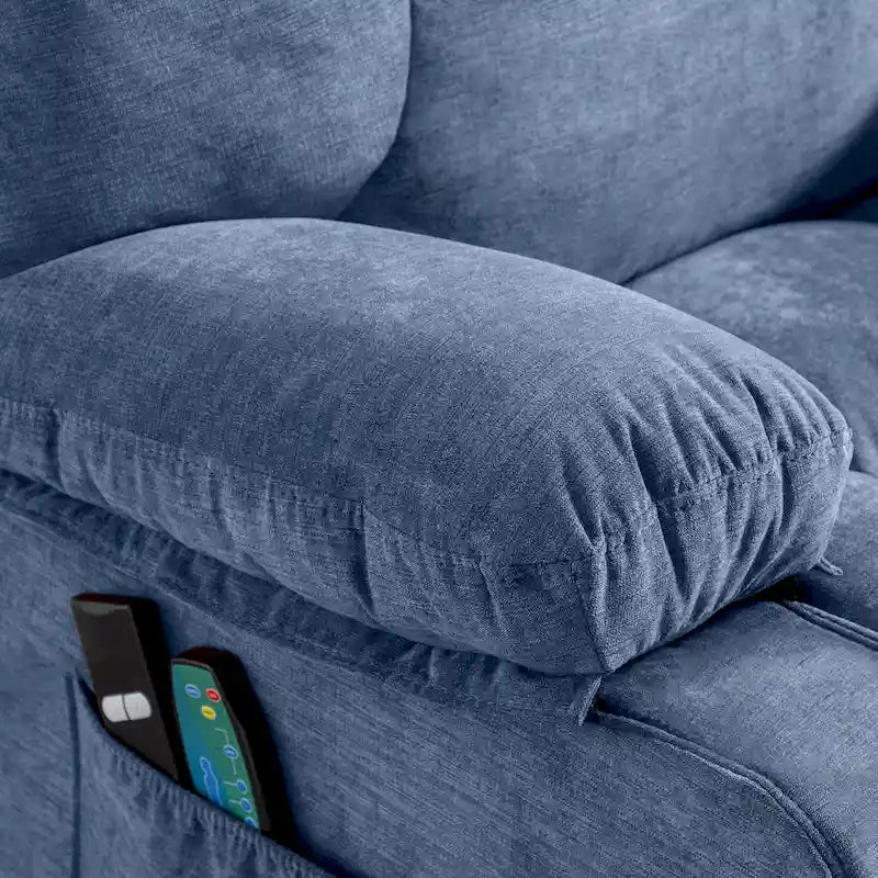 Blue Power Lift Recliner with Heat, Massage & USB Ports