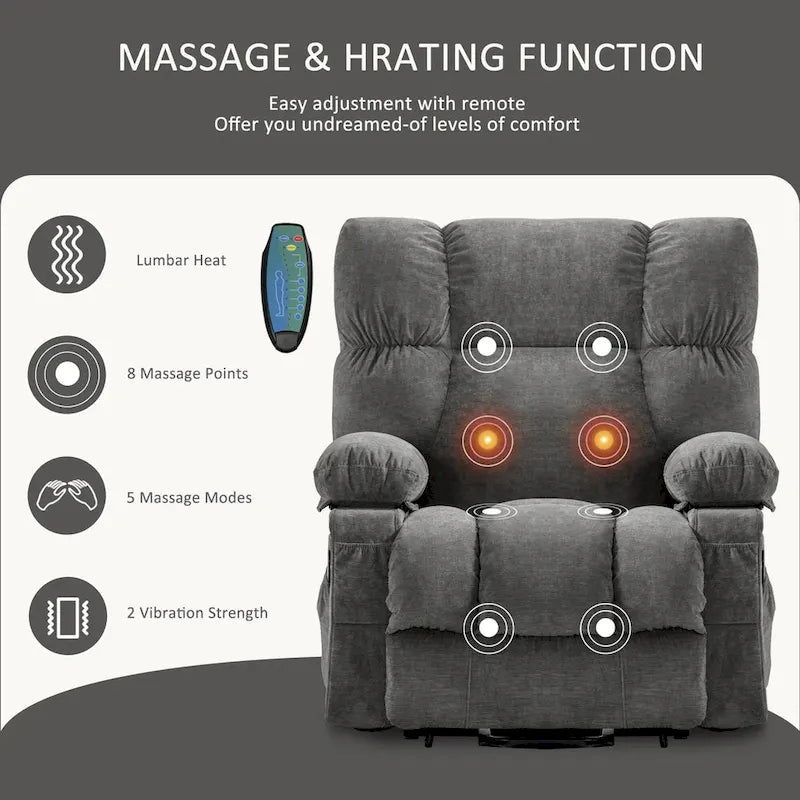 Blue Power Lift Recliner with Heat, Massage & USB Ports