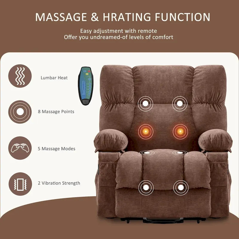 Blue Power Lift Recliner with Heat, Massage & USB Ports