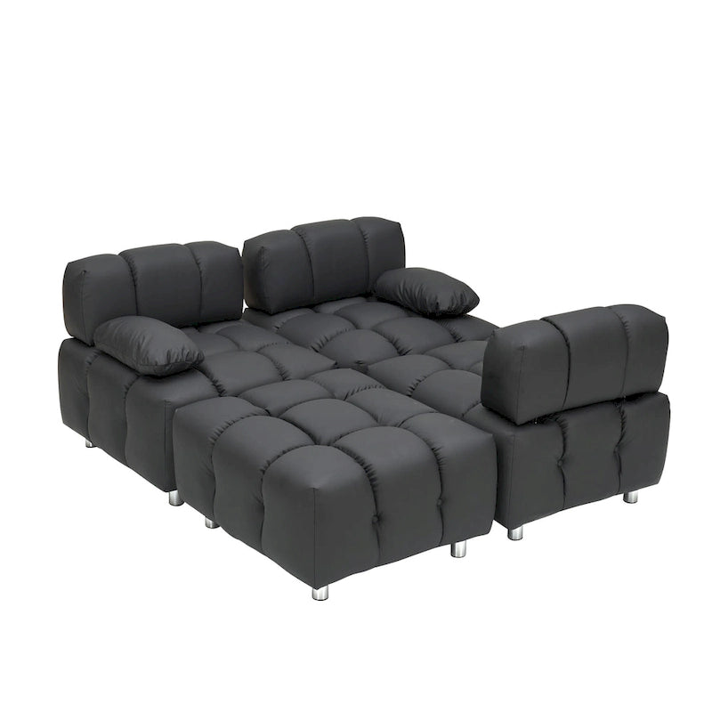 90.6 Foldable 3 Seater Sofa with Chaise, Waterproof, Stain-Resistant, and Cat Scratch-Proof