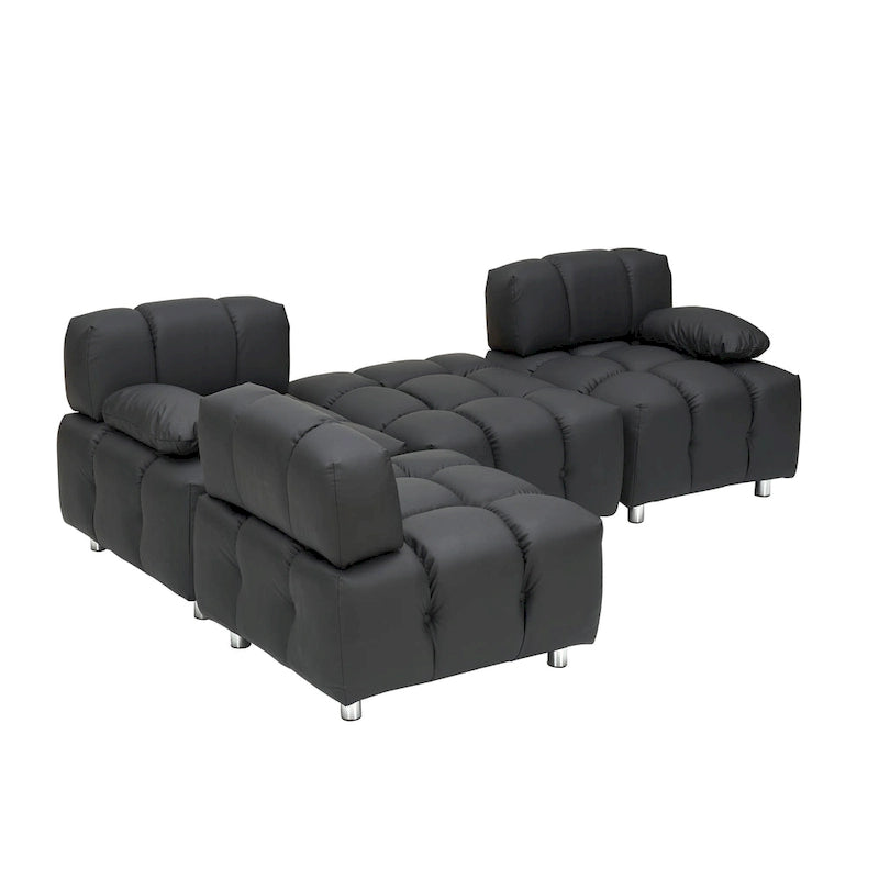 90.6 Foldable 3 Seater Sofa with Chaise, Waterproof, Stain-Resistant, and Cat Scratch-Proof