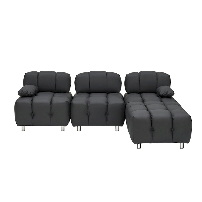 90.6 Foldable 3 Seater Sofa with Chaise, Waterproof, Stain-Resistant, and Cat Scratch-Proof