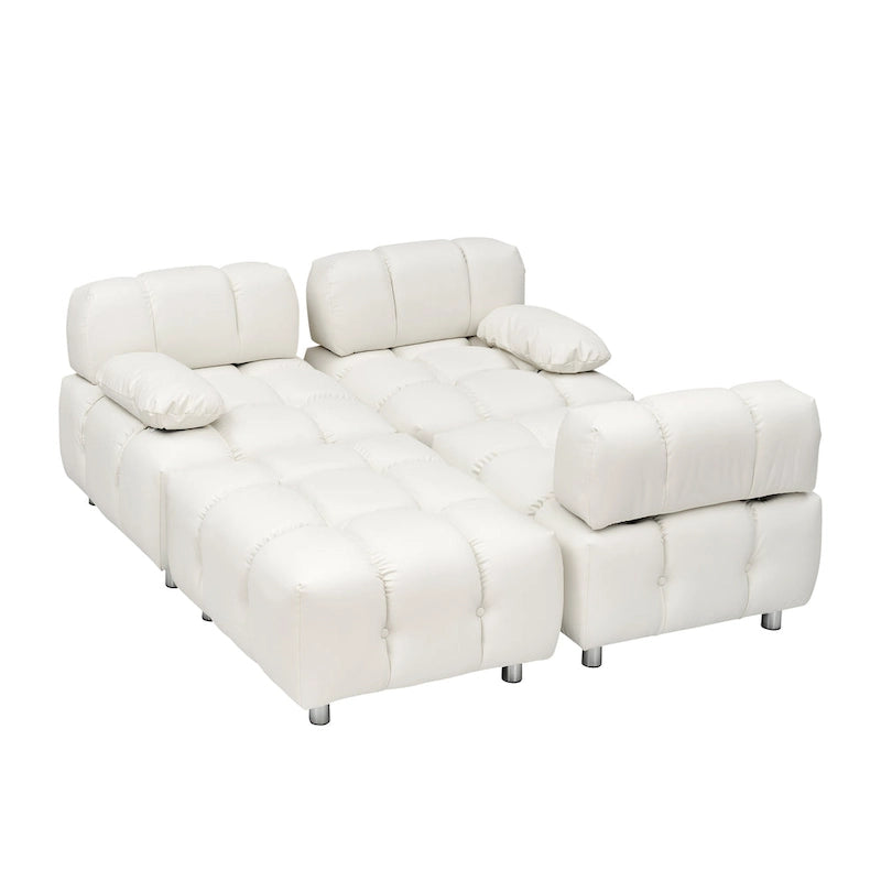 90.6 Foldable 3 Seater Sofa with Chaise, Waterproof, Stain-Resistant, and Cat Scratch-Proof