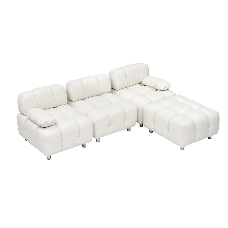 90.6 Foldable 3 Seater Sofa with Chaise, Waterproof, Stain-Resistant, and Cat Scratch-Proof