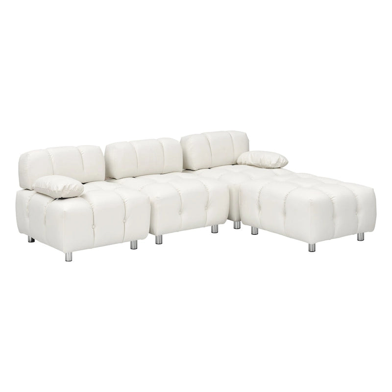 90.6 Foldable 3 Seater Sofa with Chaise, Waterproof, Stain-Resistant, and Cat Scratch-Proof