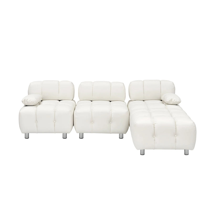 90.6 Foldable 3 Seater Sofa with Chaise, Waterproof, Stain-Resistant, and Cat Scratch-Proof