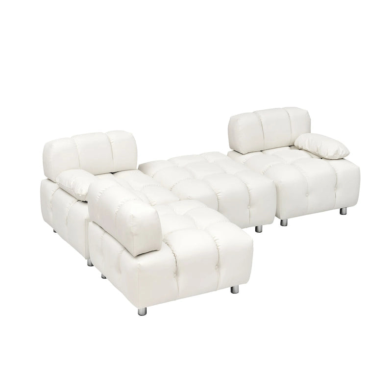 90.6 Foldable 3 Seater Sofa with Chaise, Waterproof, Stain-Resistant, and Cat Scratch-Proof