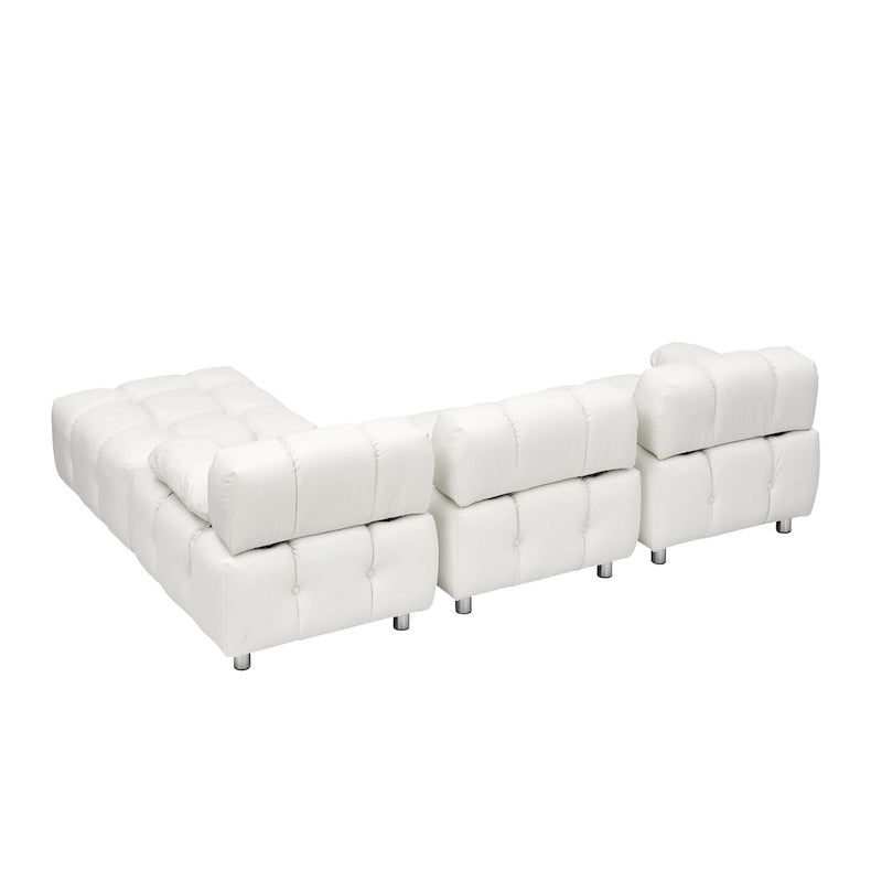 90.6 Foldable 3 Seater Sofa with Chaise, Waterproof, Stain-Resistant, and Cat Scratch-Proof