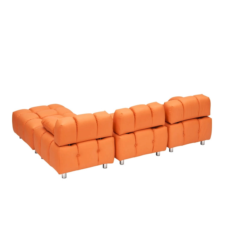 90.6 Foldable 3 Seater Sofa with Chaise, Waterproof, Stain-Resistant, and Cat Scratch-Proof