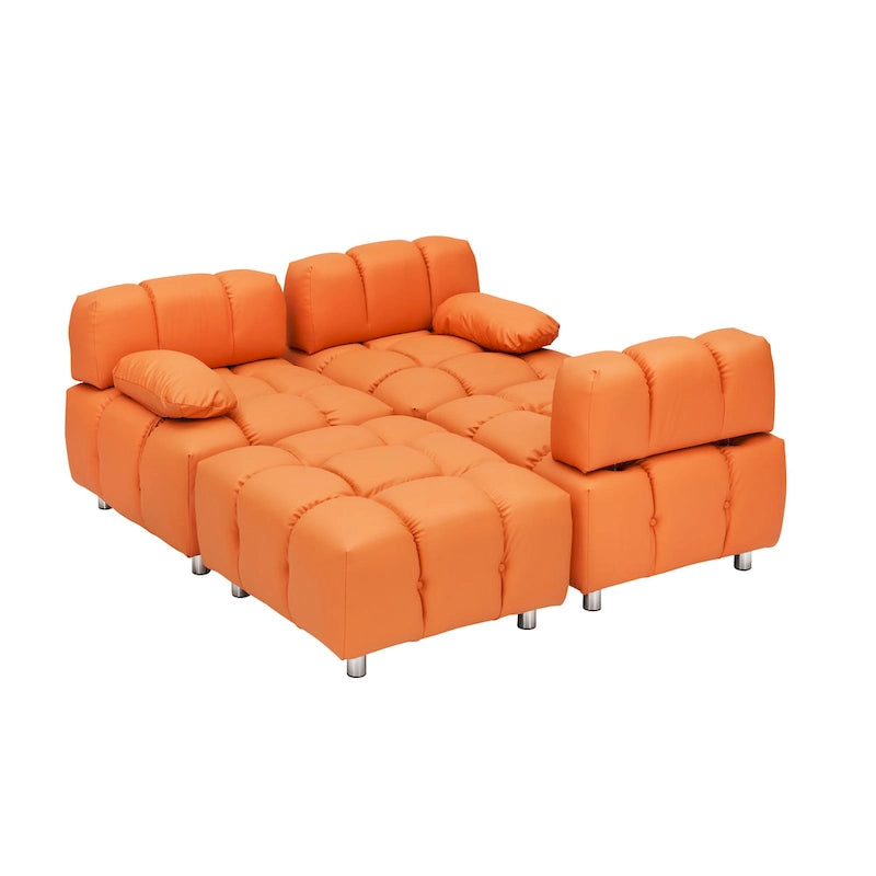 90.6 Foldable 3 Seater Sofa with Chaise, Waterproof, Stain-Resistant, and Cat Scratch-Proof