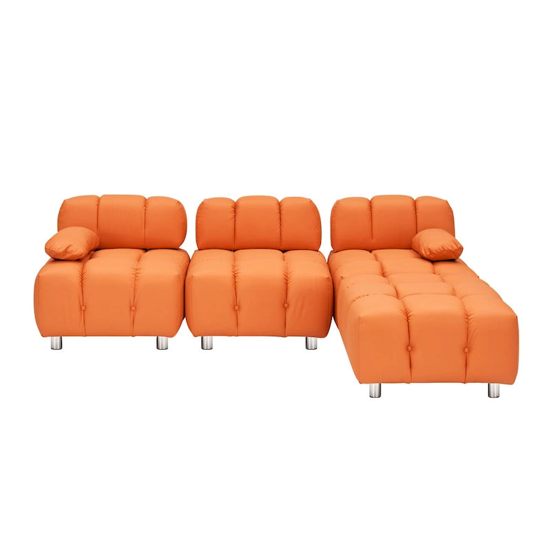 90.6 Foldable 3 Seater Sofa with Chaise, Waterproof, Stain-Resistant, and Cat Scratch-Proof