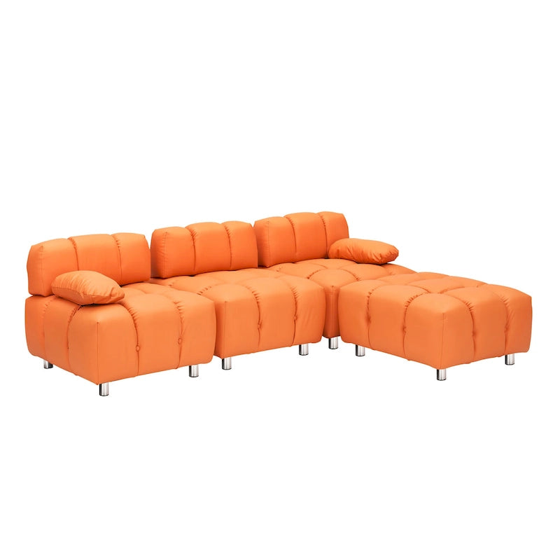 90.6 Foldable 3 Seater Sofa with Chaise, Waterproof, Stain-Resistant, and Cat Scratch-Proof