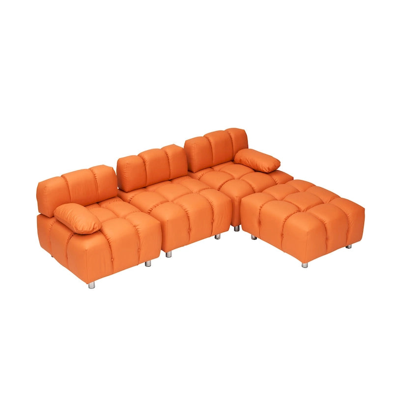 90.6 Foldable 3 Seater Sofa with Chaise, Waterproof, Stain-Resistant, and Cat Scratch-Proof