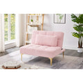 Pink Teddy Chenille Single Modular Sofa Bed with Solid Wood Frame for Living Room