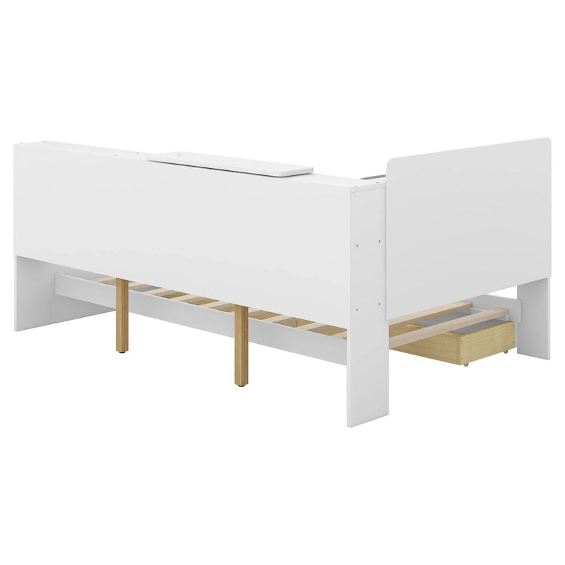 King Size Upholstered Bed with Storage Headboard and Trundle