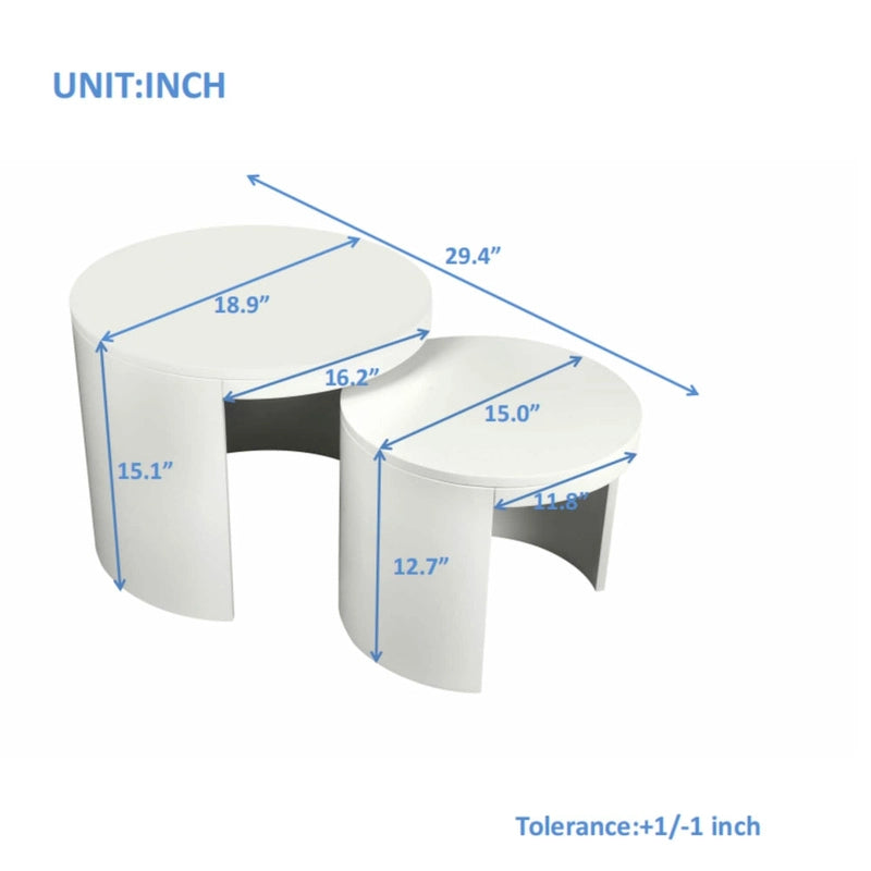 Modern 2-piece Round Table Set with Coffee Table and End Table for Living Room