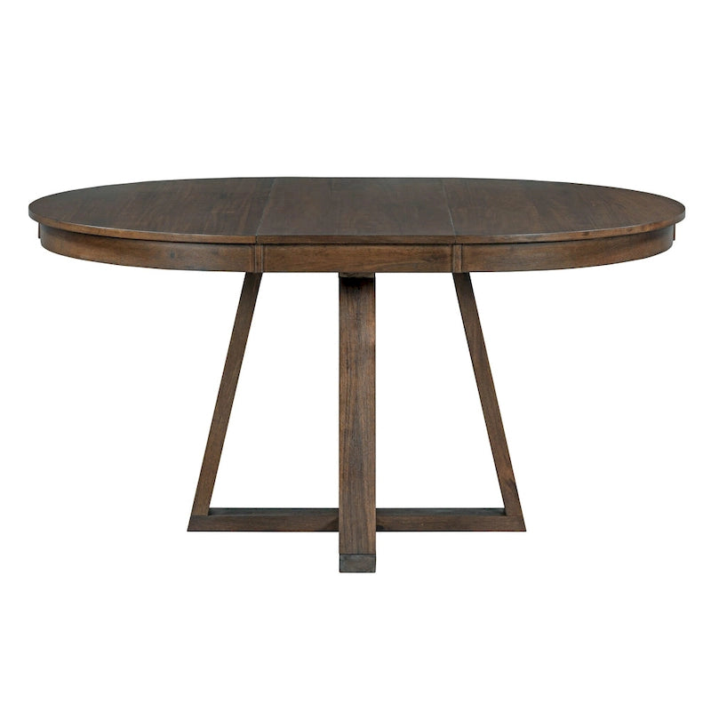 Walnut 5-Piece Wooden Dining Table Set with Expandable Round Table & 4 Chairs