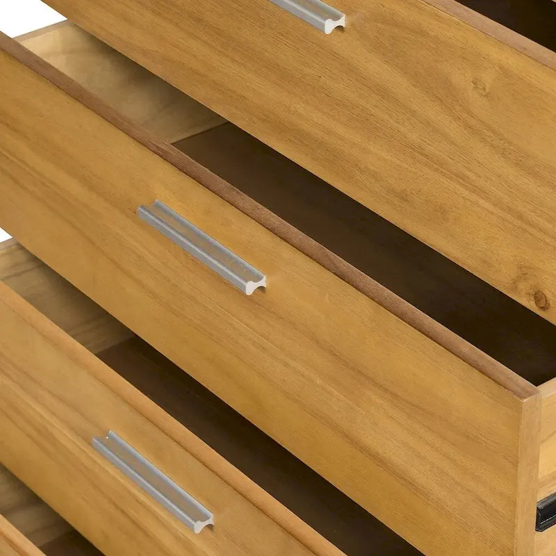 5-Drawer Solid Wood Vertical Chest with Metal Handle for Bedroom, Living Room