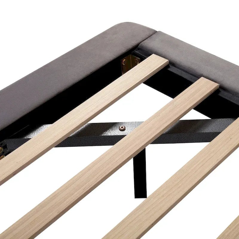 Queen Velvet Floating Platform Bed with Sensor Light