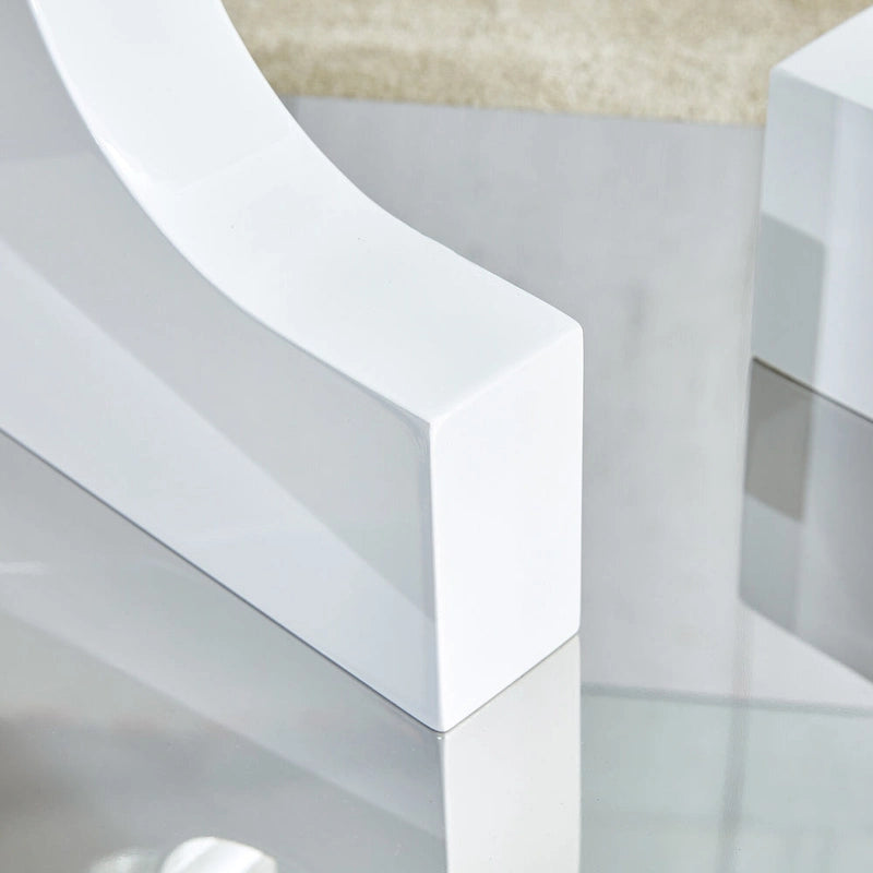 47.2 Modern Rectangular Coffee Table with Tempered Glass Tabletop and MDF Legs