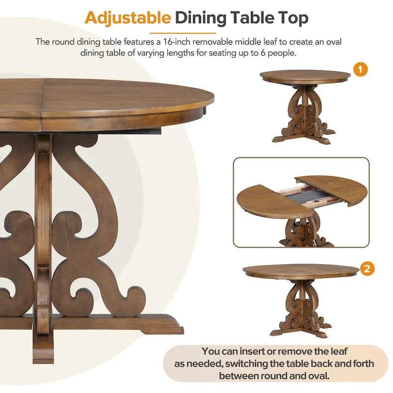 5-Piece Wooden Dining Table Set with Extendable Table & 4 Chairs