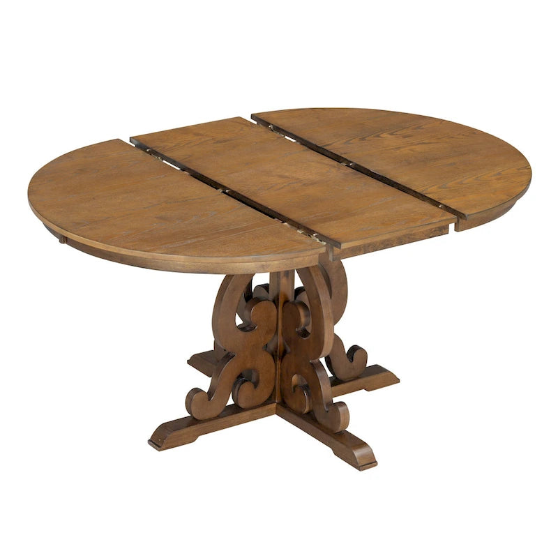 5-Piece Wooden Dining Table Set with Extendable Table & 4 Chairs