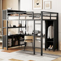 Full Metal Loft Bed with Wardrobe & Desk