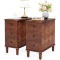 Solid Wood 3 - Drawer End Table Set,Fully Assembled Narrow Side Table