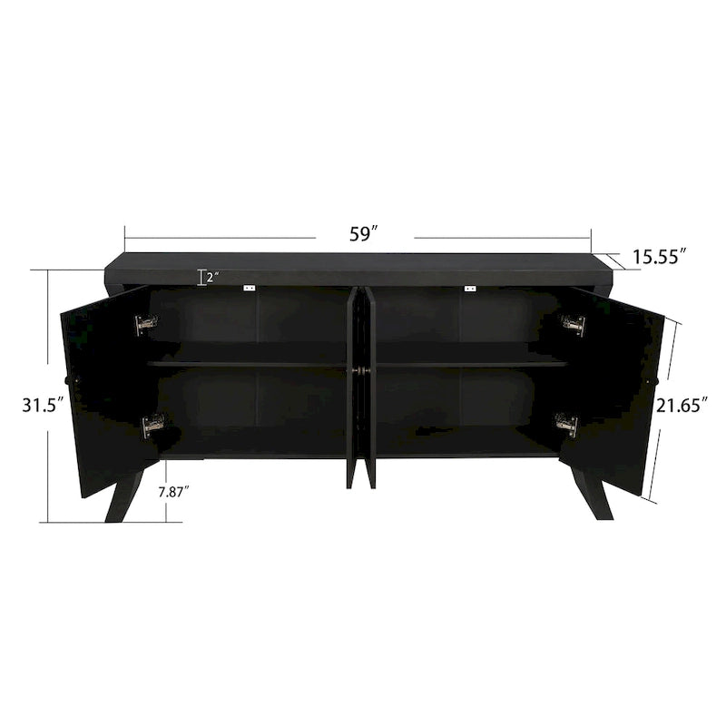Sideboard Buffet Cabinet with Storage, 59 Large Modern Sideboards, Wooden Accent Credenza Storage Cabinet