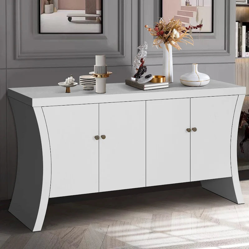 Sideboard Buffet Cabinet with Storage, 59 Large Modern Sideboards, Wooden Accent Credenza Storage Cabinet