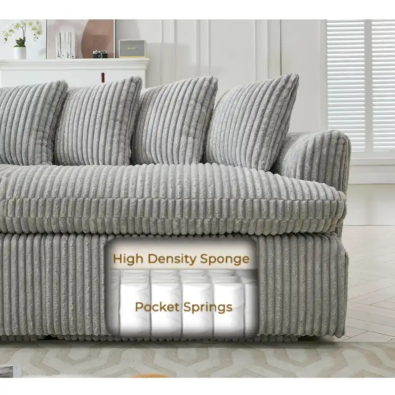 127 Large Sectional Sofa,Modular L Shaped Left Sofa,Corduroy Fabric