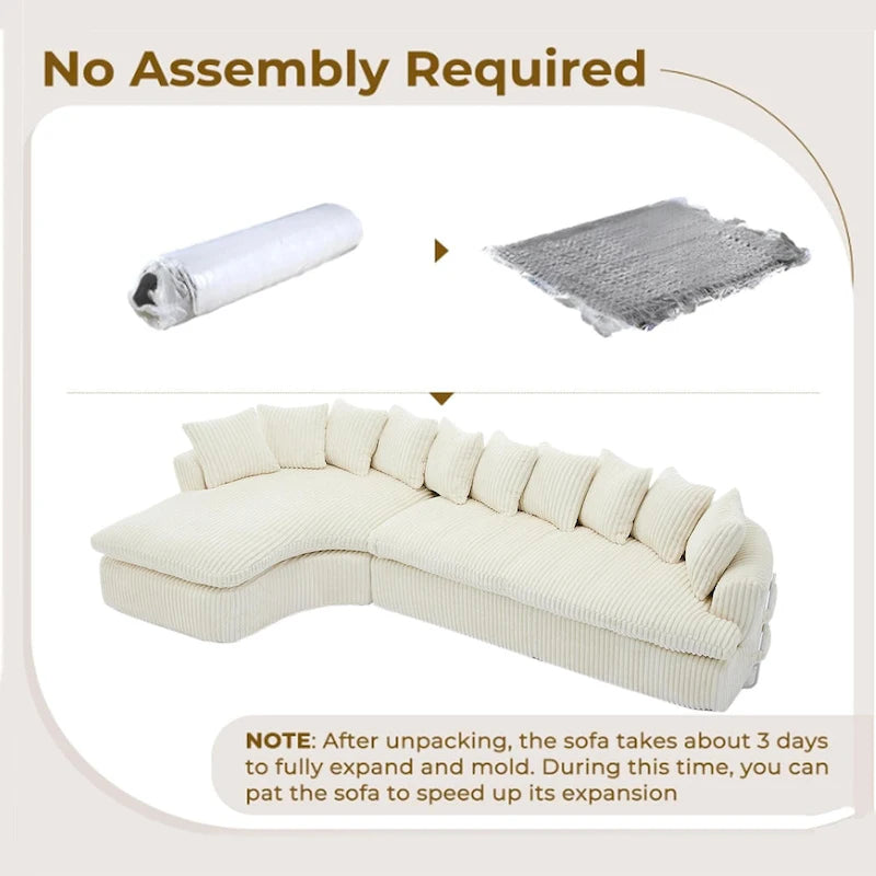 127 Large Sectional Sofa,Modular L Shaped Left Sofa,Corduroy Fabric