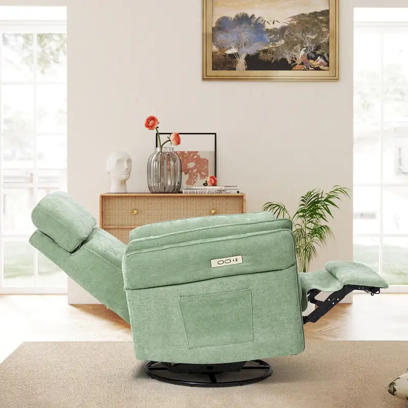 EROMMY Power Swivel Rocker Recliner Chair with Adjustable Headrest and Armrests, USB & Type-C Charging, Nursery Glider Recliner