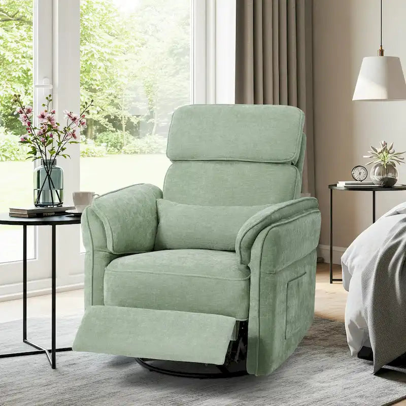 EROMMY Power Swivel Rocker Recliner Chair with Adjustable Headrest and Armrests, USB & Type-C Charging, Nursery Glider Recliner