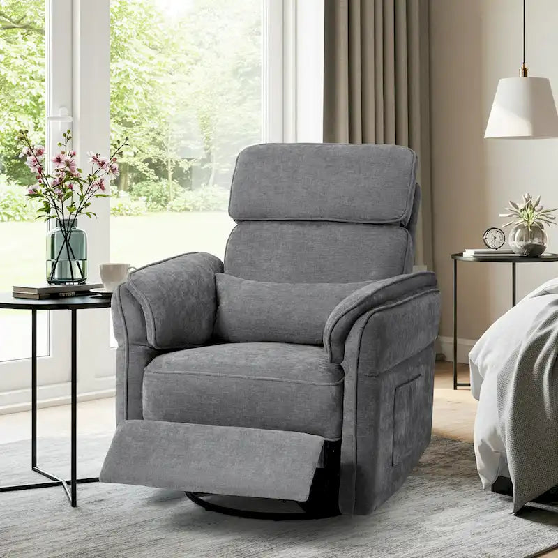 EROMMY Power Swivel Rocker Recliner Chair with Adjustable Headrest and Armrests, USB & Type-C Charging, Nursery Glider Recliner