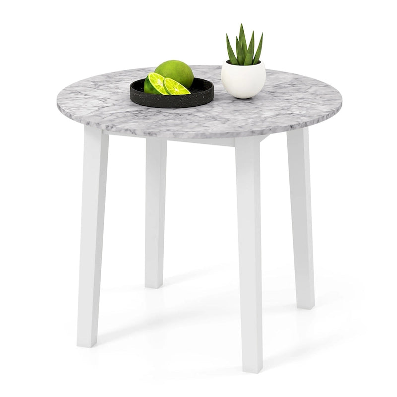 Gymax 35 Kitchen Table Round Dining Table w/ Marble-textured Veneer