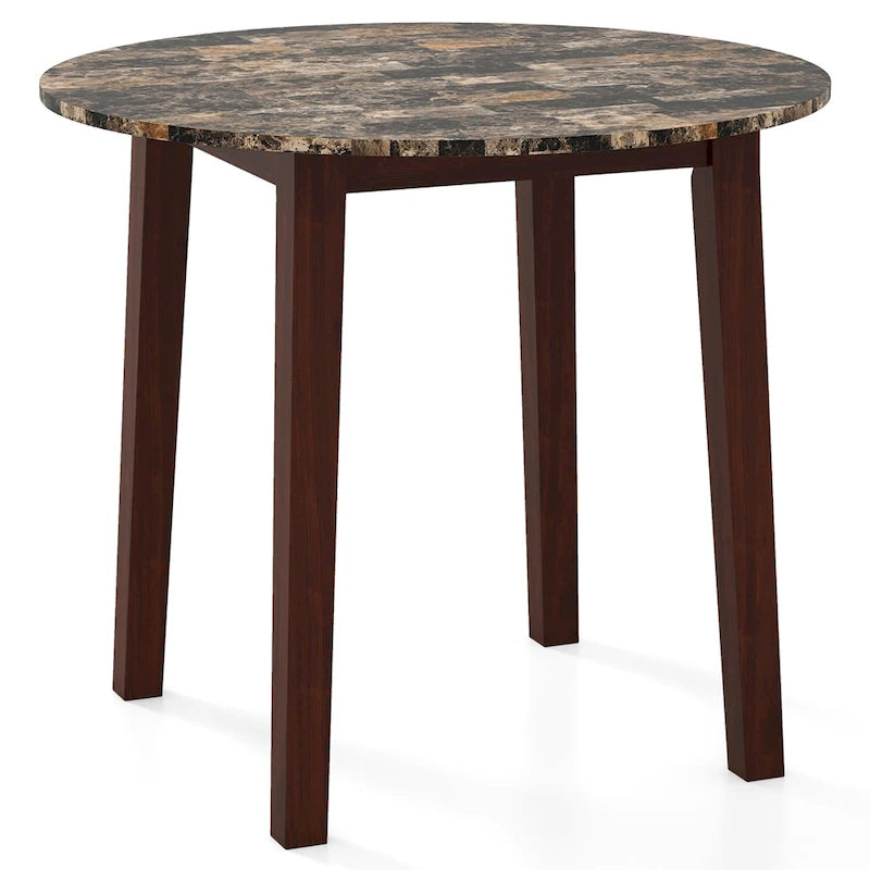Gymax 35 Kitchen Table Round Dining Table w/ Marble-textured Veneer