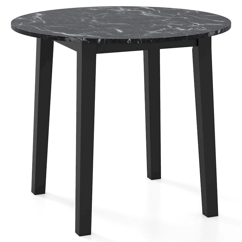 Gymax 35 Kitchen Table Round Dining Table w/ Marble-textured Veneer