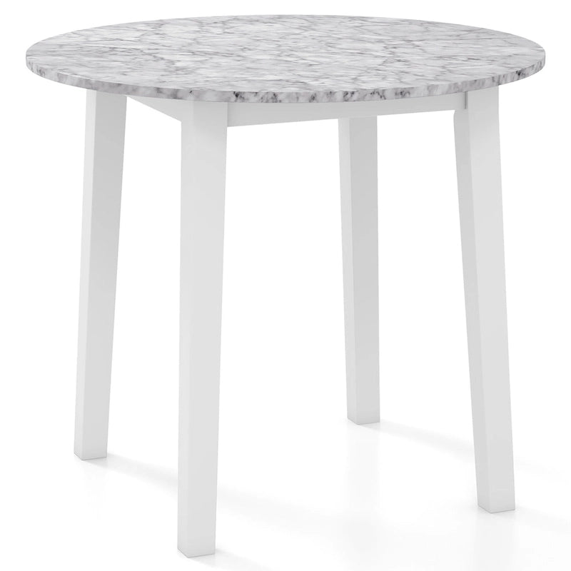 Gymax 35 Kitchen Table Round Dining Table w/ Marble-textured Veneer