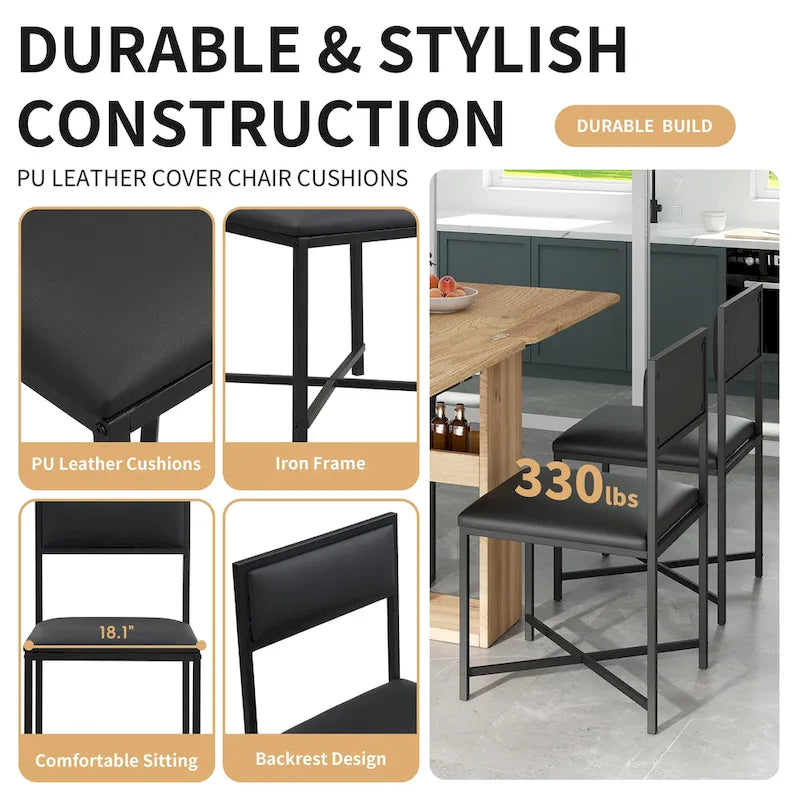 Extendable Dining Table Set for 4Modern Compact Dining Set w/Foldable Dining Table